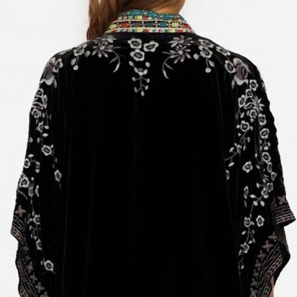 Johnny Was Okinawa Black Velvet Embroidered Kimono/Jacket NWT (short version) - Picture 8 of 13